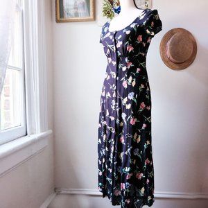 Vintage 80s / 90s floral button front midi dress